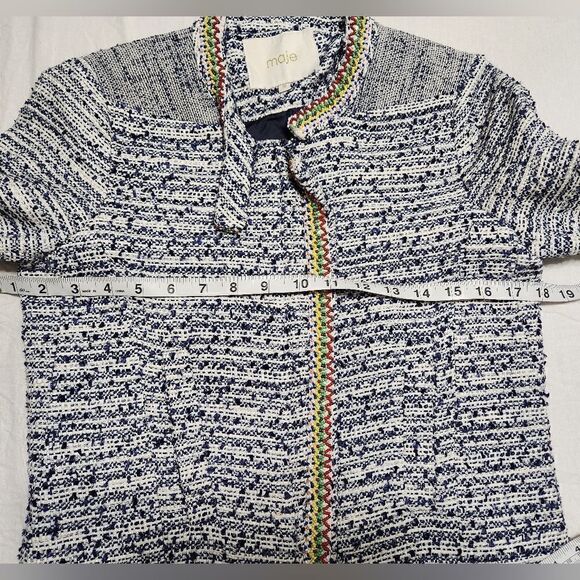 Maje Laos Embellished Tweed Jacket Sz 36 - Picture 3 of 14